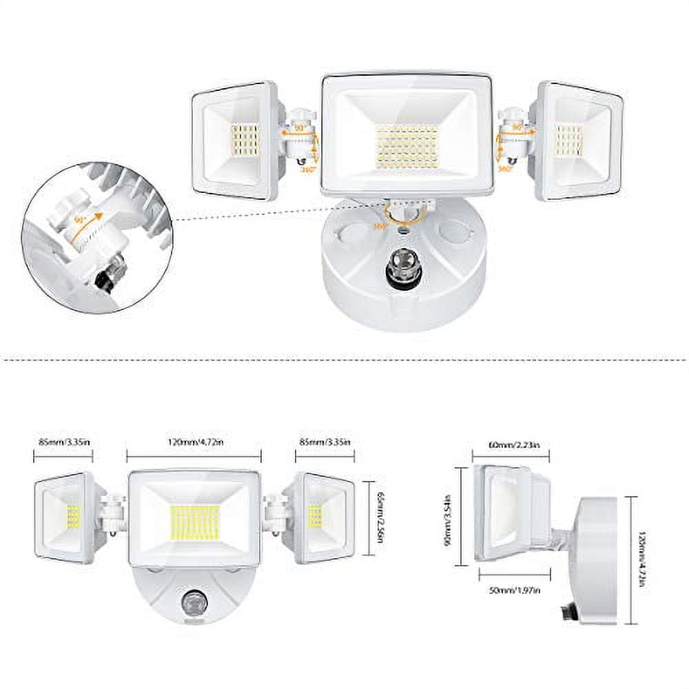Onforu 50W LED Dusk to Dawn Security Lights, 5000LM Exterior Flood Lights, IP65  Waterproof Outdoor Adjustable Heads Security Lights Fixture, 5000K  Daylight White Floodlights for Garage, Patio, Yard