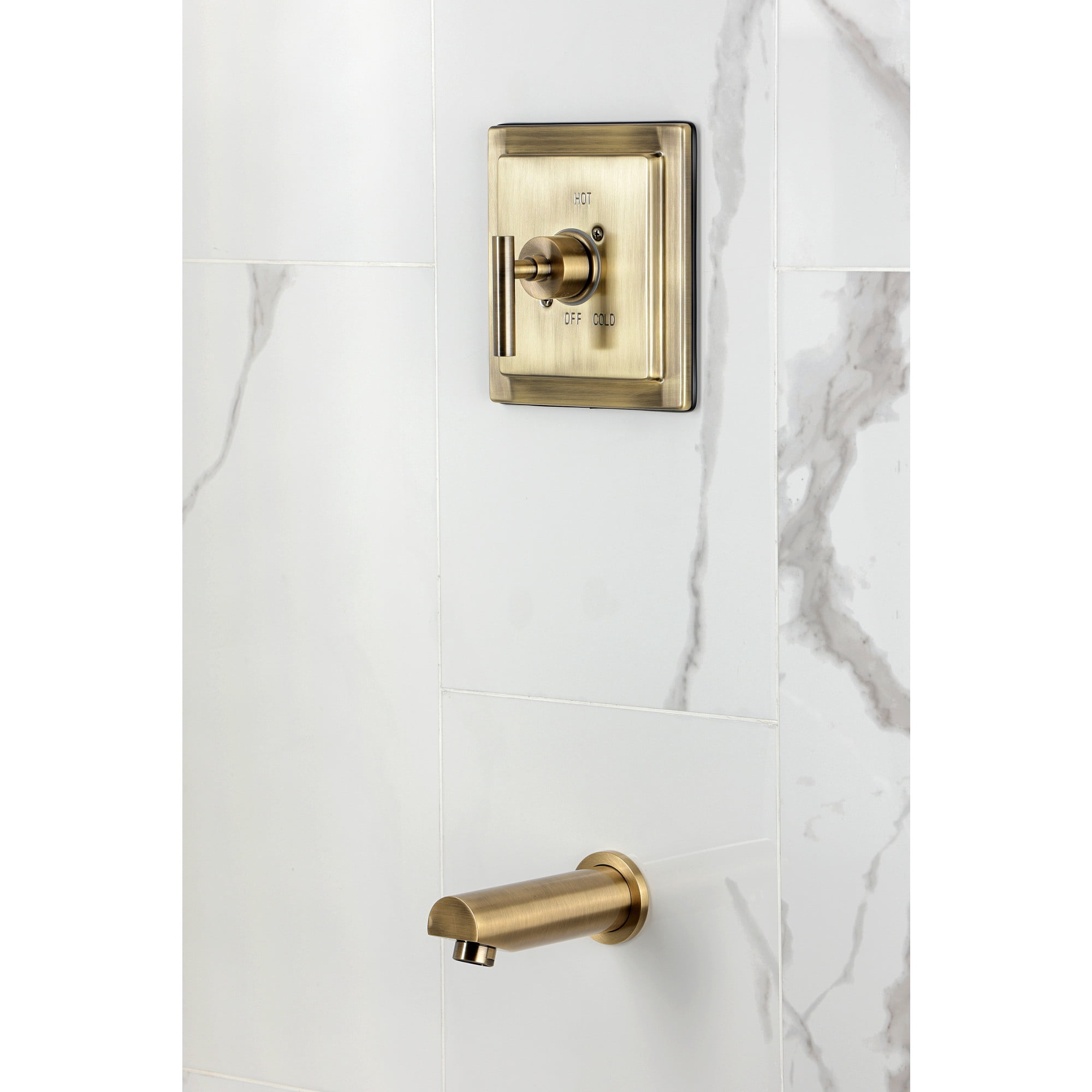 Kingston Brass KB8653CMLTO Manhattan Single-Handle Pressure Balanced Tub Faucet in Antique Brass