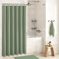 thumbnail image 2 of 72"x72" Shower Curtain, Waffle Textured Thick Fabric Shower Curtains for Bathroom, Polyester Cloth Bath Curtain with 12 Plastic Hooks，Green, 2 of 7