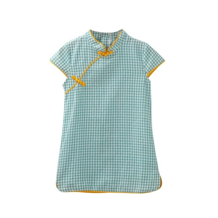 

Toddler Baby Girls Dress 18M-6Y Short Sleeve Cartoon Floral Printed Flowers Tang Suit Dresses Cheongsam Princess Dress