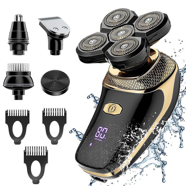 Afeitadoras De Cabeza Para Hombres Calvos: Maquinilla De Afeitar Eléctrica Flowwind Para Hombres Con Pantalla LED, Afeitadora Para Hombres A Prueba De Agua Flotante 5D De Carga Más