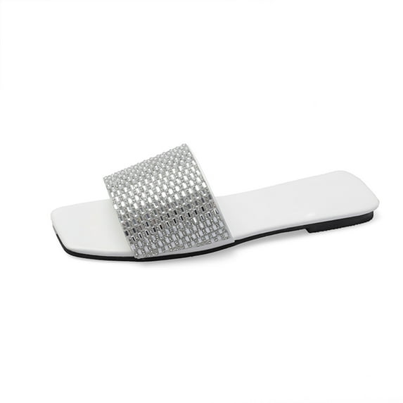 VerPetridure Summer Sandals for Women 2023 Summer New Fashion Diamond Sequin Women's One Line Slippers Flat Sandals