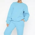 thumbnail image 2 of Women's 2 Piece Outfits Casual Crewneck Long Sleeve Sweatshirt Pullover and Pants Sets Fall Tracksuit with Pockets (X-Large, Sky Blue), 2 of 6