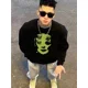 thumbnail image 2 of Ropa masculina Hip Hop Sudadera gráfica negra para hombre Jersey sin capucha Top suelto de invierno de una pieza Nuevo en estética S Diseñador, 2 of 5