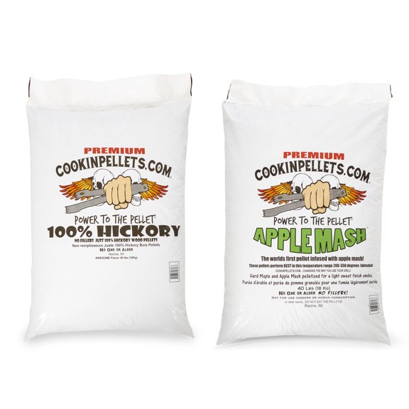 CookinPellets Premium Hickory Wood Pellets & Apple Mash Wood Pellets, 40 Lb Bags