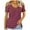 Burgundy, variant on Fesfesfes Womens Fashion Tops Women's Summer Solid Short Sleeve Top Off Shoulder V-Neck Casual Lace Up T-shirt Short Sleeve Shirts for Women Fitted L(US:8)