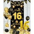 thumbnail image 2 of YANSION 16th Birthday Decorations for Boys Girls, 16th Birthday Balloons Black Gold with 16 Balloons, Triangle Flag Banner, Banner | 16 Year Old Party Supplies Decor, 2 of 7