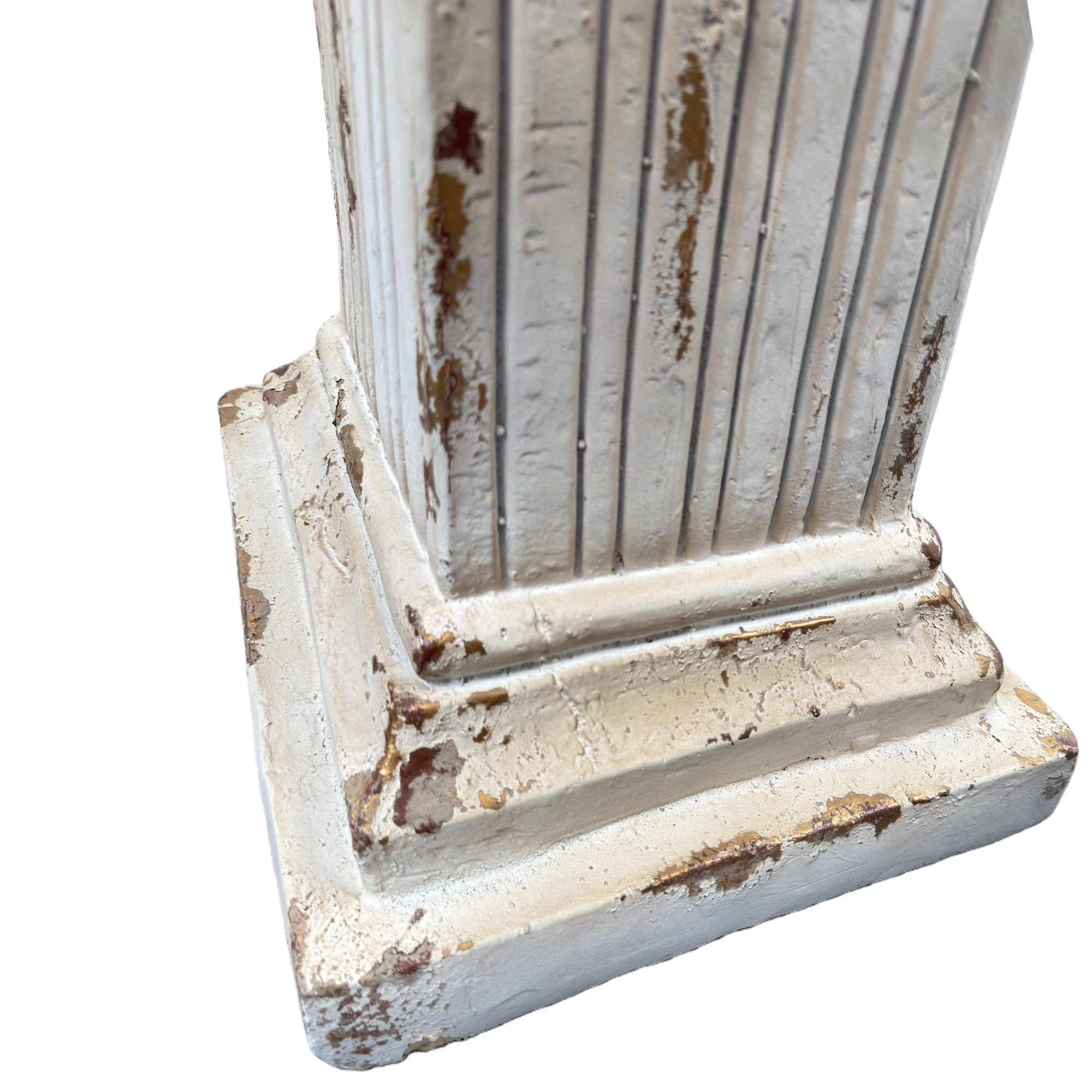 38.18'' Roman Column Pedestal Plant Stand with Base, Greek Style Pillar Sculpture Magnesium Oxide Decorative Stand for Indoor Outdoor Garden Patio Wedding Party Display,Antique White