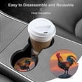 thumbnail image 4 of Rooster Sunrise Car Coasters for Drinks with A Finger Notch for Easy Removal Cup Holder Coaster Cup Mat Car Interior Accessories 2PCS, 4 of 8