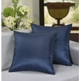 thumbnail image 2 of Aiking Home 20x20 Inches Faux Silk Square Throw Pillow Cover, Zipper Closure, Navy (Set of 2), 2 of 4