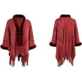 thumbnail image 4 of CoCopeaunt Women Poncho Shawls Warm Thick Fluffy Plush Tassels Cardigan Cape Coat, 4 of 7
