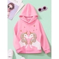 thumbnail image 7 of YONGHS Kids Girls Cartoon Horse Printed Hoodie Sweatshirt Long Sleeve Athletic Jumper Pullover Top Pink 8, 7 of 7