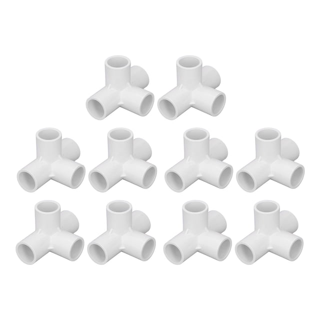 10 Pcs Connecteurs de Raccords de Tuyaux PVC 0.8 Po Raccord de Coude 4 Voies pour Connexion de Tente de Meubles Blanc