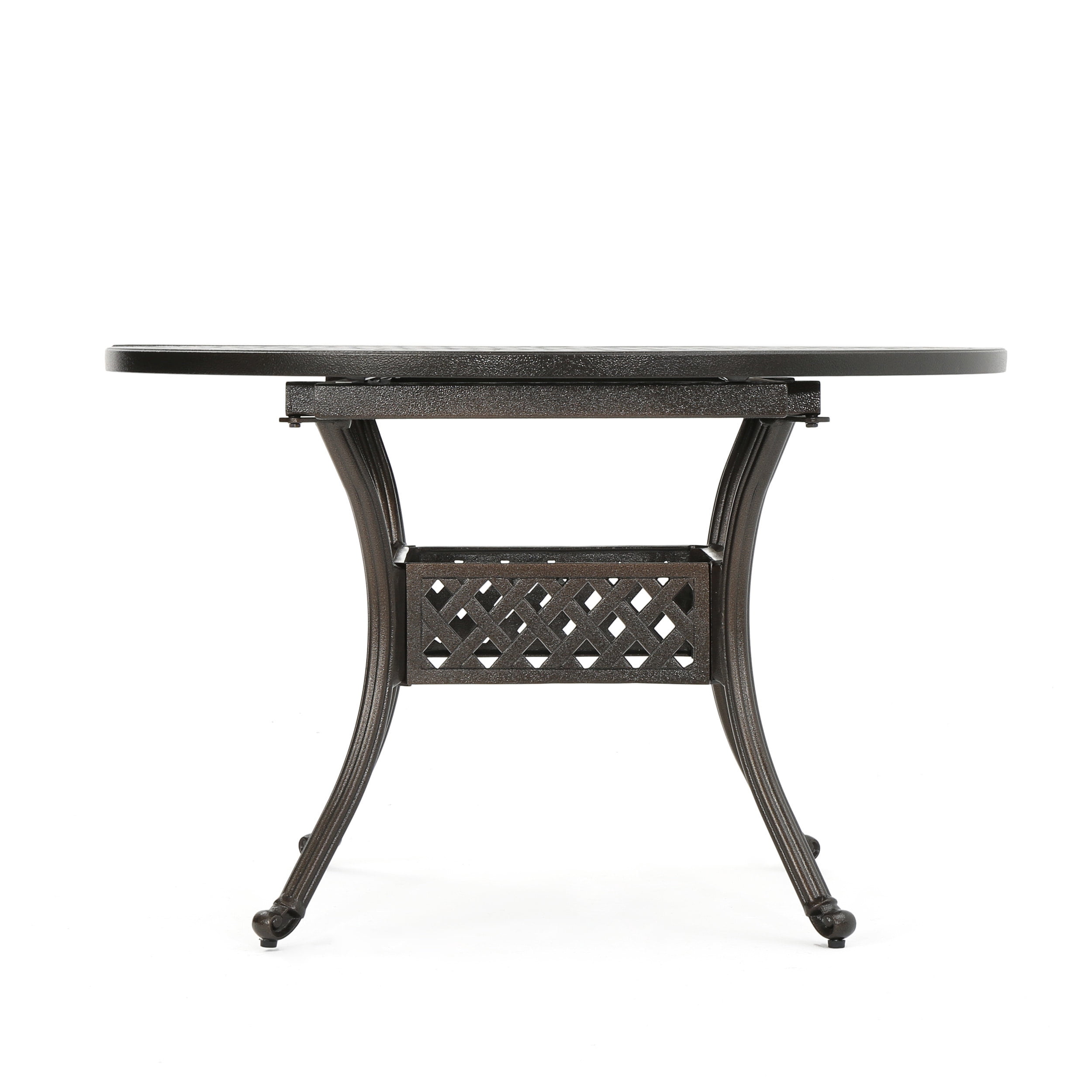 Stephano Island Outdoor Expandable Aluminum Dining Table, Hammered Bronze