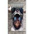 thumbnail image 3 of Ambesonne Space Cat Quilted Bedspread Set 2 Pcs, Planet Earth Backdrop, Twin Size, White Green Dark Blue, 3 of 3