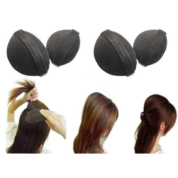 4 piezas/2 pares de base de pelo grande, herramienta de inserción de peinado, volumen esponjoso, peinado de princesa, almohadilla de esponja para el cabello aumentada, autoadhesiva para mujeres y niñas, accesorio para el cabello ER