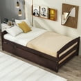 thumbnail image 3 of Tensun Twin Daybed with Trundle, Espresso Wood Frame, Twin Size Trundle with Wooden Slat Support, Platform Bed for Living or Guest Room, No Box Spring Required, 3 of 5