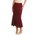 thumbnail image 4 of Women's Lace Floral Skirts Ruffle Hem High Waist Cocktail Midi Skirt S Wine Red, 4 of 6