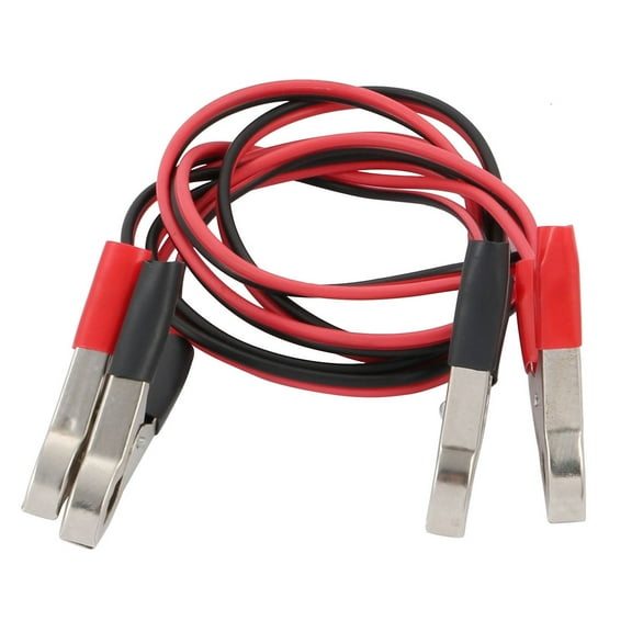 Unique Bargains 2Pcs Alligator Clip Plastic Metal Double Wire Battery Test Booster Jumper Cable 1.5 m Red Black Silver