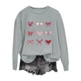 thumbnail image 2 of YueHuiYing Women's Oversized T-Shirt with Random Black & Pink Heart Print Crew Neck Long Sleeve Valentine's Day Sweet & Edgy Style Top, 2 of 4