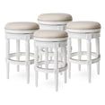 thumbnail image 1 of Maven Lane Pullman Backless Bar Stool in Alabaster White Finish w/ Cream Fabric Upholstery, Set of 4, 1 of 6