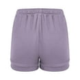 thumbnail image 4 of cocolona Womens Summer High Waist Drawstring Shorts Lightweight Casual Solid Color Wide Leg Vacation Beach Shorts with Pockets Purple XXL, 4 of 4