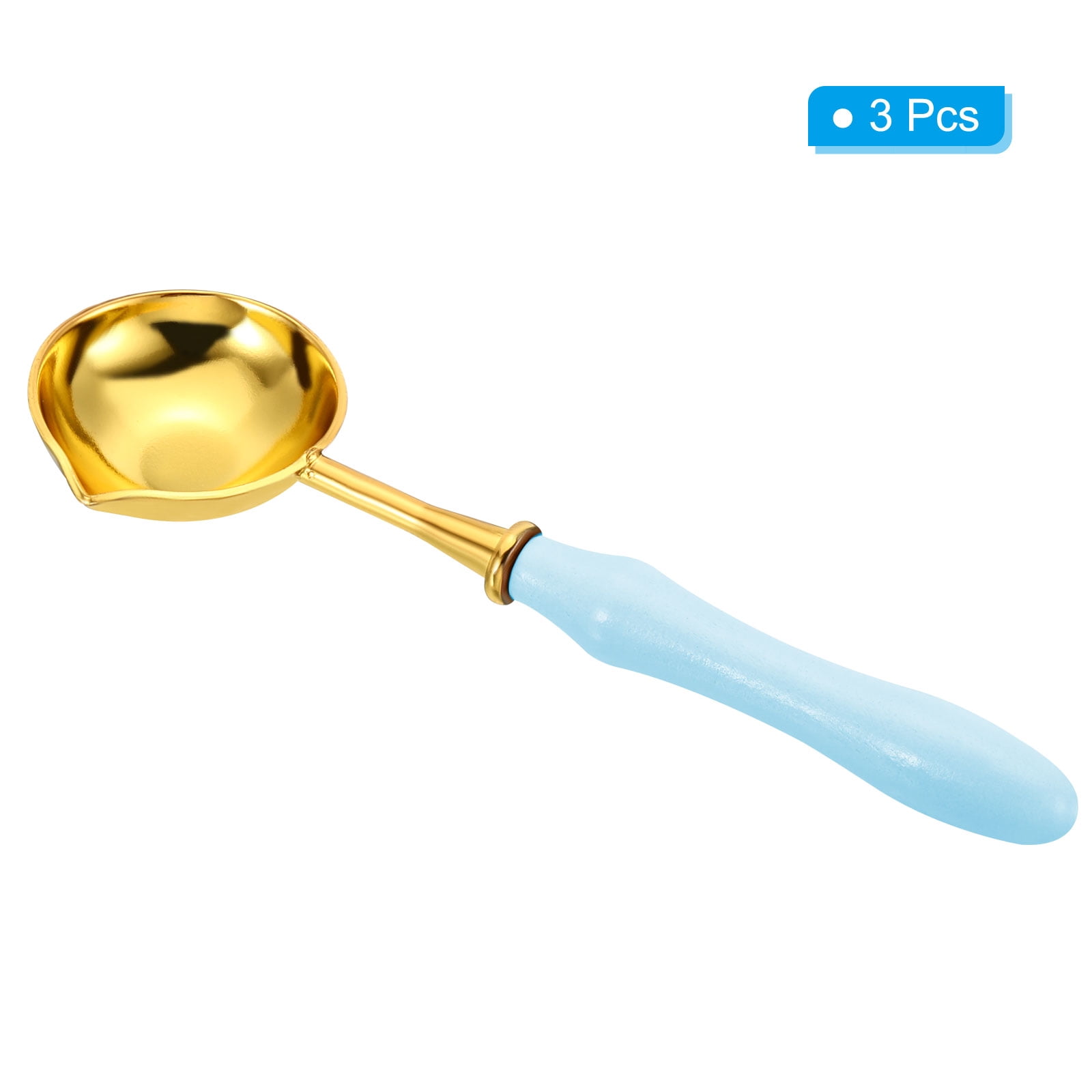 Unique Bargains Wax Seal Spoon with Vintage Wooden Handle for Wax Seal Stamp 3Pcs Blue