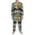 thumbnail image 3 of Hirioo I Love With Autism for Men's Pajama Sets 2 Piece Pjs Men's Long-Sleeved Pajama Set Button Down Sleepwear,S-XXL-Medium, 3 of 7