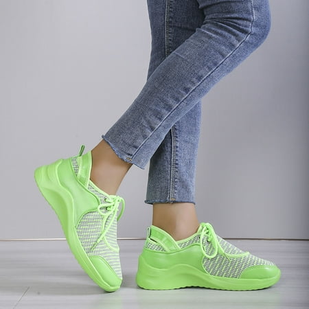 

Qepwscx Women s Ladies Shoes Casual Daily Lace Up Sneakers Flying Woven Mesh Shoes