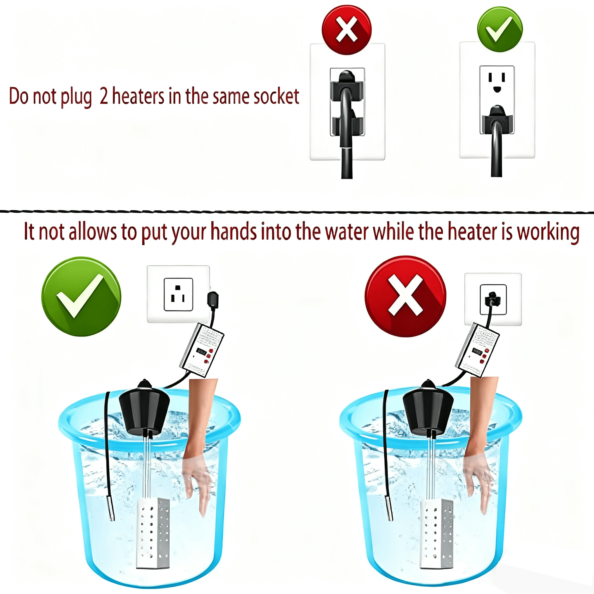 Immersion Water Heater with Thermostat - 1500W Floating Bucket Heater with Timing Temperature Control Setting Auto Shut-Off 304 Stainless-Steel Guard Water Heater for Bathtub, Garden