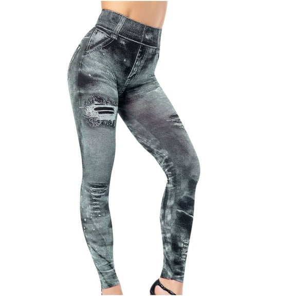 UTTOASFAY Woman Pants Women Casual Pants Imitation Denim Leggings Women'S Super Elastic Ladies Slim Trousers Navy 12(XXL)