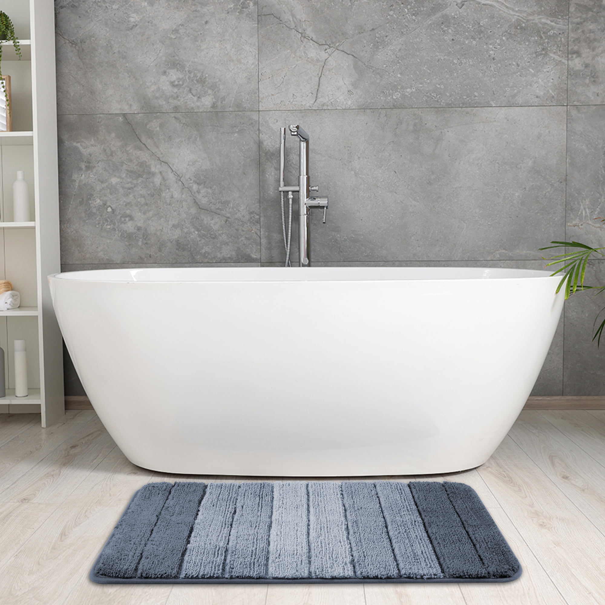 Unique Bargains 2 Pcs Plush Gradient Bath Rugs Blue 20" x 32"