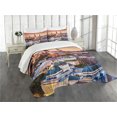 thumbnail image 3 of Ambesonne Travel Quilted Bedspread Set 3 Pcs, Tallinn Estonia City, King Size, Multicolor, 3 of 5