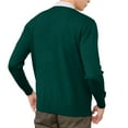 thumbnail image 3 of Mens V Neck Sweater Cable Knit Long Sleeve Casual Ribbed Pullover Sweaters Dark Green L, 3 of 3