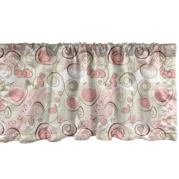 Ambesonne Love Window Valance, Romantic Pastel Spring, 54" X 18", Pale Green Blush Brown