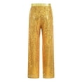 thumbnail image 6 of HULIJA Kids Girls Sequin Modern Jazz Dance Pants Disco Party Flared Trousers Wide Leg Bell Bottoms Gold 10, 6 of 7