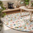 thumbnail image 4 of Watercolor Dot Round Living Room Rugs 3.3 ft, Minimalist Soft Sage Green Blue Pink Ditsy Floral Washable Area Rug with Non-Slip Sturdy Edge Binding Round Front Door Mat Floor Carpet for Entryway, 4 of 9