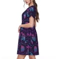 thumbnail image 2 of Balery Purple Dreamcatcher1 Vestidos sueltos de manga corta para mujer, vestidos de verano 2025, vestidos casuales de corte A con vuelo., 2 of 6