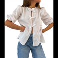 thumbnail image 2 of Blusa Peplum Y2K para Mujer, de Corta Abullonada, con Lazo, para Salir de Verano, Blusa Babydoll. XL, 2 of 10