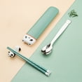 thumbnail image 6 of Portable Chopsticks Flatware Set, Silicone Lightweight Chopstick and Stainless Steel Spoon with Case for Kids Students and Office Lady, Reusable Portable Utensil for Camping,Traveling (Green), 6 of 8