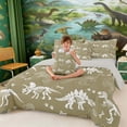 thumbnail image 5 of Erosebridal Cartoon Dinosaur Print Bedding Comforter Set for Kids, Olive Green White King Bedding Sets, 5 of 6