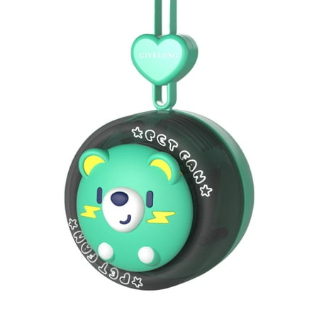 

Small Neck Fan | Animal Portable Fan For Travel With Lanyard | Pocket Fan Portable USB Powered Fan Three Gears Of Wind Speed Enhanced Airflow Rechargeable Quiet For Hiking