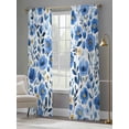 thumbnail image 3 of Blue Floral Spring Sheer Curtains 108 Inch Length 2 Panels Set, Farmhouse Botanical Summer Voile Window Treatment Semi Sheer Long Curtains Drapes for Bedroom/Living Room/Kitchen 52"x108"x2, 3 of 7