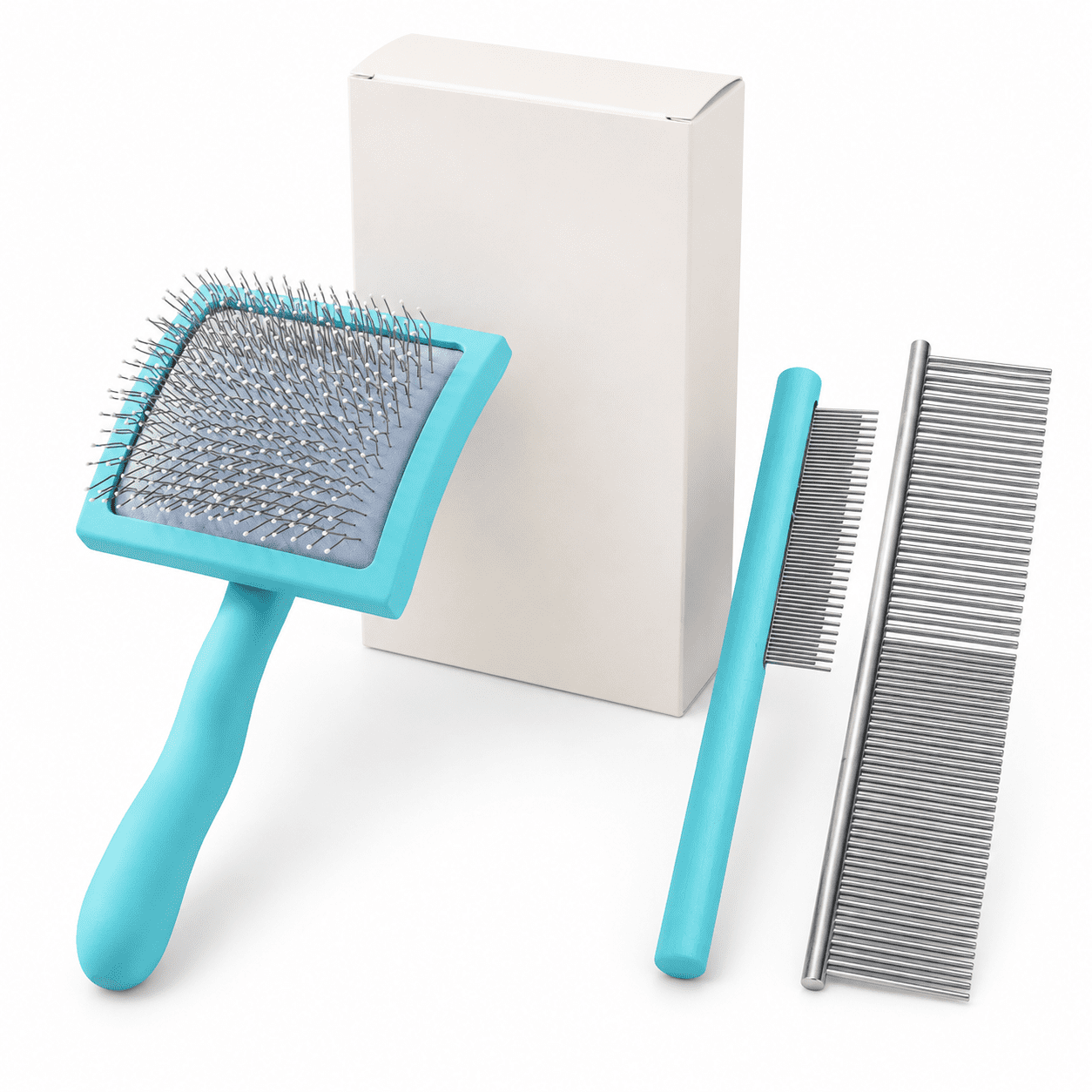 Blue Wooden Handle Slicker Brush for Long Haired Dogs and Cats