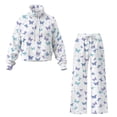 thumbnail image 7 of Renewold 2 Piece Lounge Sets for Women Matching Set Track Suit Mock Neck Sweatshirts and Wide Leg Drawstring Pants Workout Clothes for Jogging, Butterfly Print White, XS, 7 of 7
