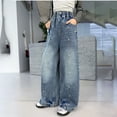 thumbnail image 5 of Gunia Baggy Jeans For Girls Wide Leg With Rhinestone Bead Embellishments Style Long Flowy Trousers Big Kids Toddler Teen Girl Denim Pants 3-12 Years, 5 of 9