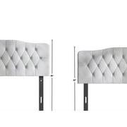 Castle Place Upholstered Tufted Headboard, Light Blue Velvet, Queen