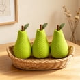 thumbnail image 5 of 3 Pack Vintage Fabric Pear Decor Set, Stuffed Artificial Fruit Ornament, Soft Faux Fruit Figurine for Table Tray Shelf Centerpiece, Rustic Home Styling Decor for Kitchen Dining Living Room, 5 of 6