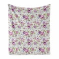 thumbnail image 1 of Shabby Flora Soft Flannel Fleece Throw Blanket, English Roses and Violets Gardening Plants Inflorescence Twigs Spring Buds, Cozy Plush for Indoor and Outdoor Use, 50" x 70", Multicolor, by Ambesonne, 1 of 6