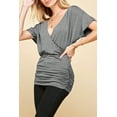 thumbnail image 5 of Made by Johnny Women's V Neck Short Sleeve Wrap Front Drape Dolman Top S HDG, 5 of 6